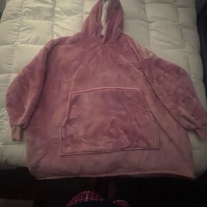 Cozy Pink Hooded Blanket Sweatshirt